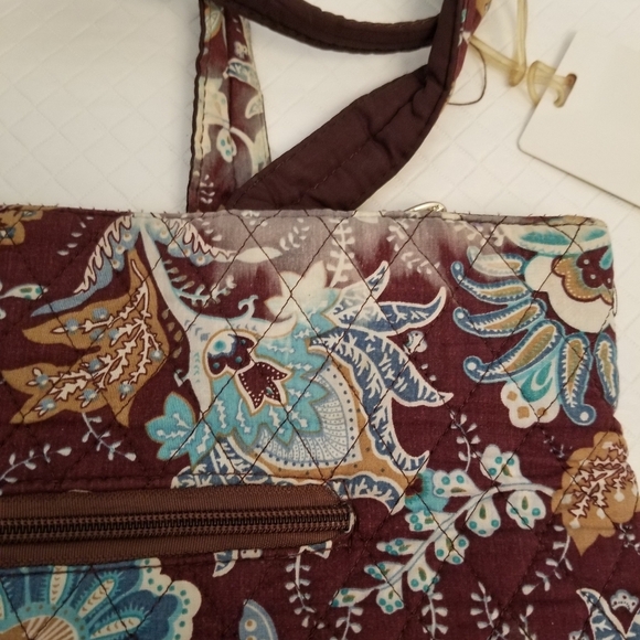 Belvah Purse Brown,blue Bow 16 X 12 See Photo 1 Spot Discoloration - Picture 5 of 8